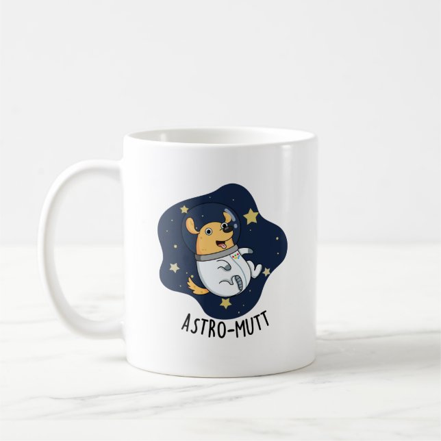 Caneca De Café Astronauta de Cão Engraçado Astromutt (Esquerda)