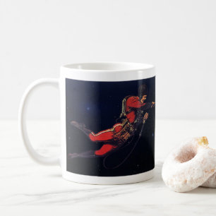 Caneca De Café Astronauta de Ficção Científica Vintage no Exterio