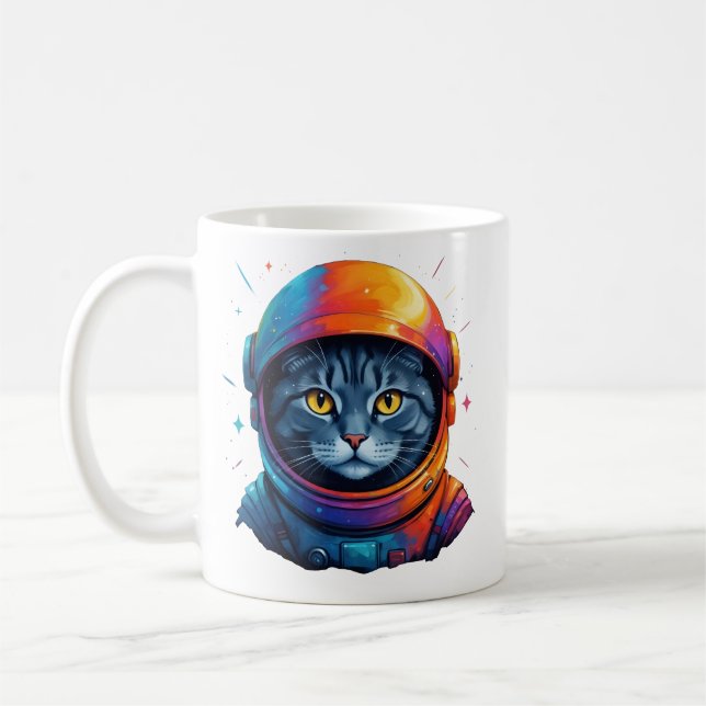 Caneca De Café Astronauta do Espaço Gato Engraçado Lover Gato (Esquerda)