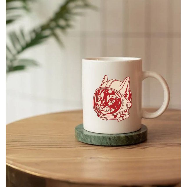 Caneca De Café Astronauta gato vintage     (Criador carregado)