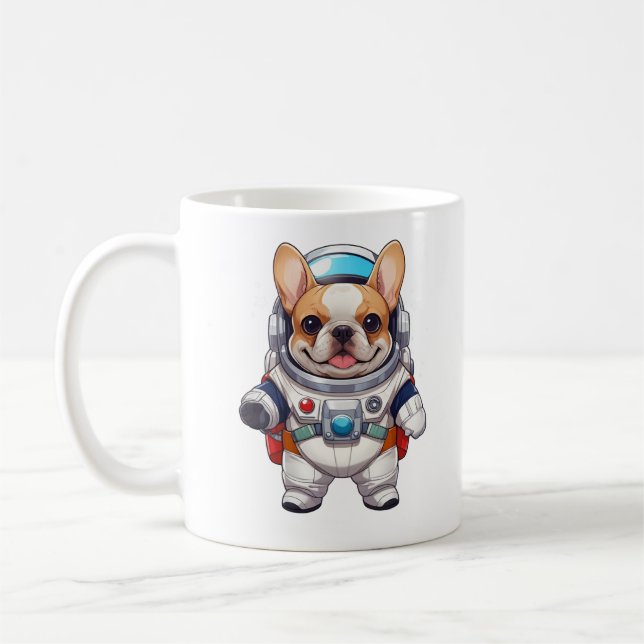 Caneca De Café Astronauta Giro do Bulldog Francês (Esquerda)