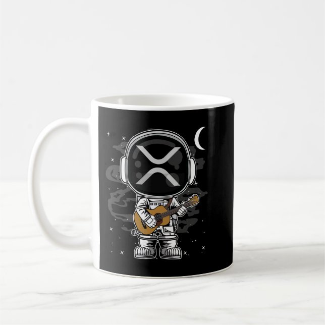 Caneca De Café Astronauta Guitarra Ripple XRP Crypto Coin HODL (Esquerda)