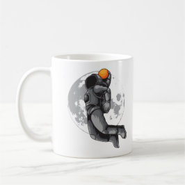 Caneca De Café Astronauta Jogando Basquete