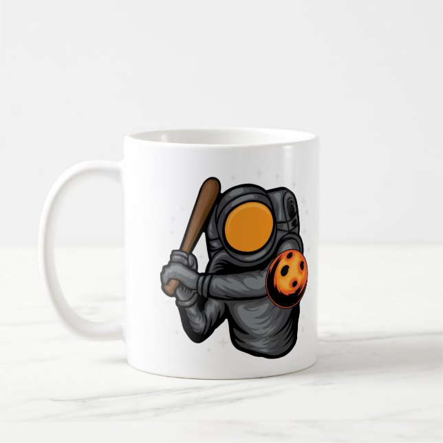 Caneca De Café Astronauta Jogando Beisebol No Espaço (Esquerda)