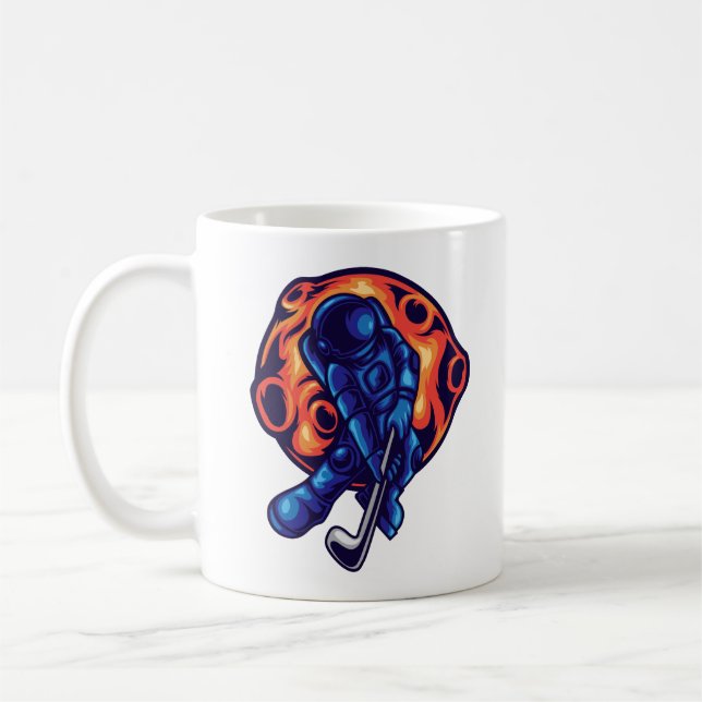 Caneca De Café Astronauta Jogando Golfe (Esquerda)