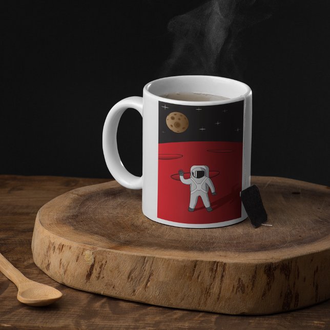 Caneca De Café Astronauta no Planeta Vermelho do Explorador Espac (Criador carregado)