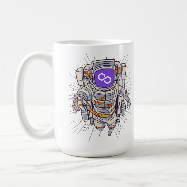 Caneca De Café Astronauta Poligônica - Cripto Mático (Esquerda)