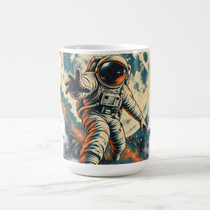 Caneca De Café Astronauta Retro Lua Cheia
