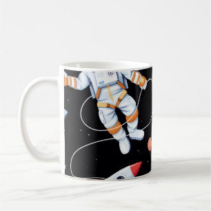 Caneca De Café Astronauta Rocket: Padrão Sem Vista do Espaço Vint