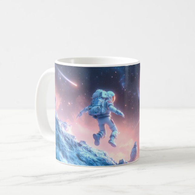 Caneca De Café Astronauta Saltando (Frente Esquerda)