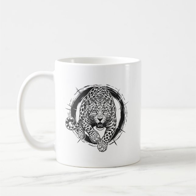 Caneca de Café Ataque de Leopardo / Jaguar Dinâmic (Esquerda)