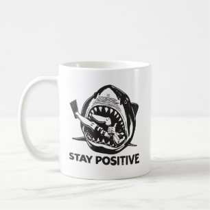 Caneca De Café Ataque de tubarão engraçado e positivo