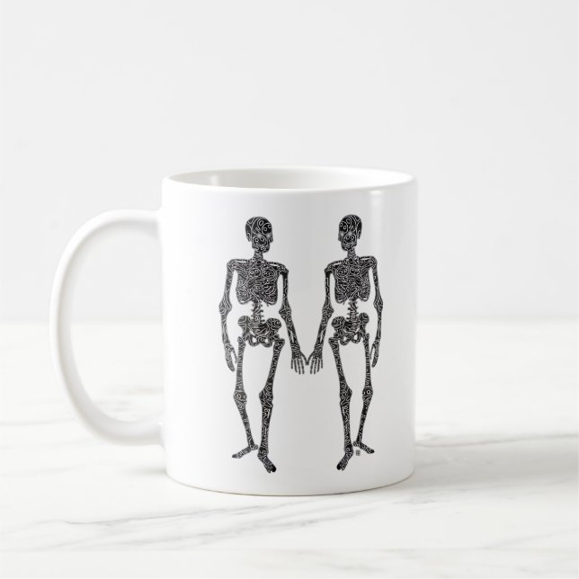 Caneca De Café Até que a morte nos faça parte 2 esqueletos clássi (Esquerda)