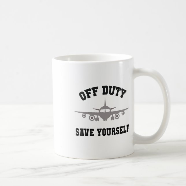 Caneca De Café Atendente de Voo Engraçada Fora de Serviço Salve-s (Direita)