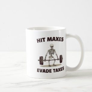 Caneca De Café Atingir Máximos Evita Impostos Piada Academia Musc