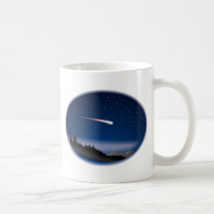 Caneca De Café Atirando Estrela Sobre Paisagem Noturna