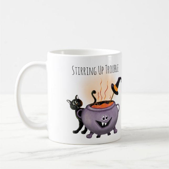 Caneca De Café Atirando o Halloween Preto e das Bruxas (Esquerda)