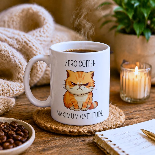 Caneca De Café Atitude Divertida de Gato (Criador carregado)