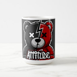 Caneca De Café Atitude Urso Dividido | Tédio X-Olhos Grafite