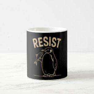 Caneca De Café Ativismo de Resistência aos Pinguins Protesto Vint