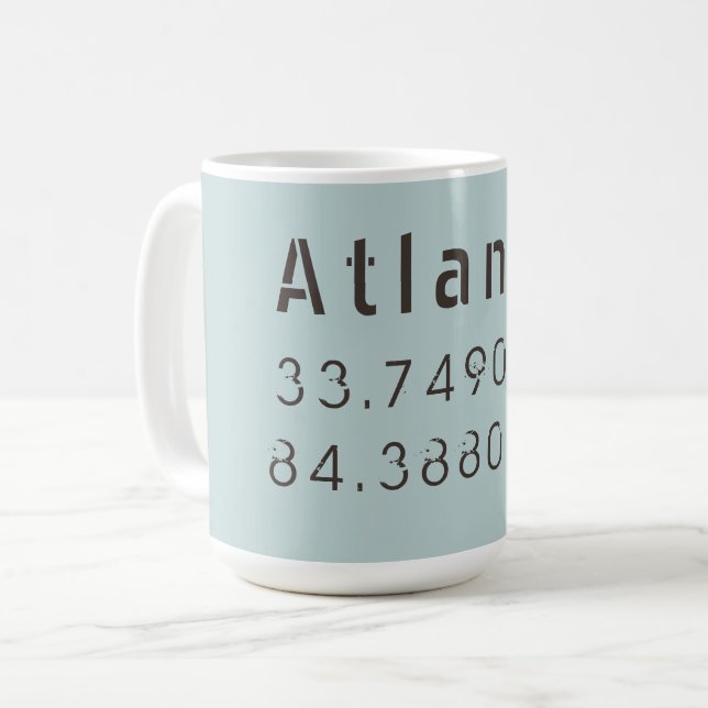 Caneca De Café Atlanta Latitude & Longitude (Frente Esquerda)