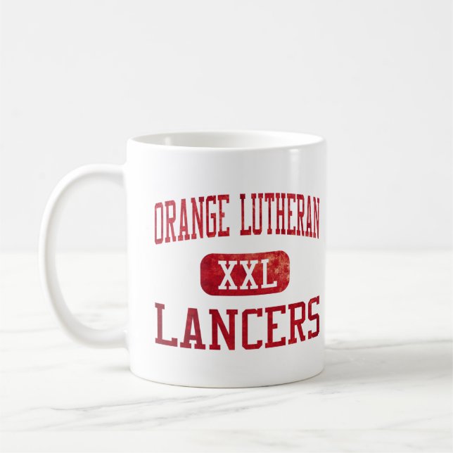 Caneca De Café Atletismo alaranjado dos lanceiros do Lutheran (Esquerda)