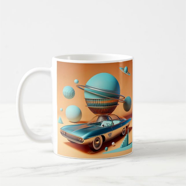 Caneca De Café Atomic Futuristic Sky View Cruiser Car  (Esquerda)