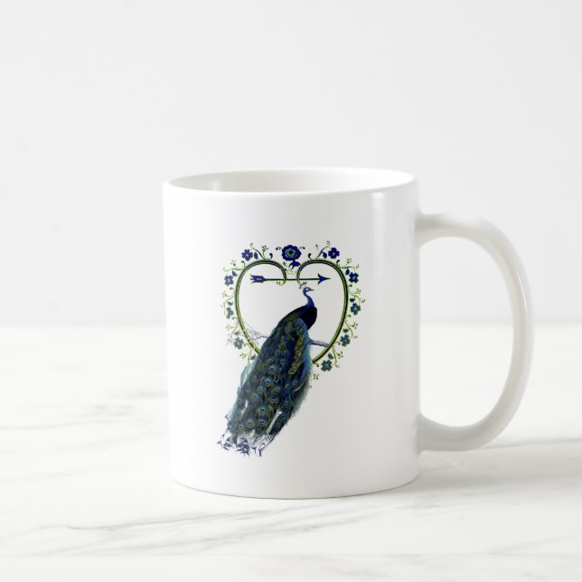 Caneca De Café Atordoamento do peacock e do ornamentado (Direita)