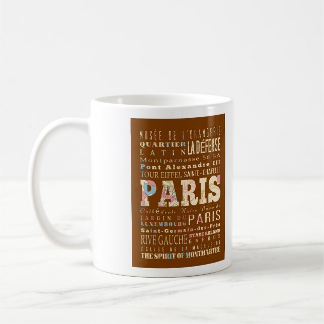 Caneca De Café Atrações & lugares famosos de Paris, France. (Esquerda)
