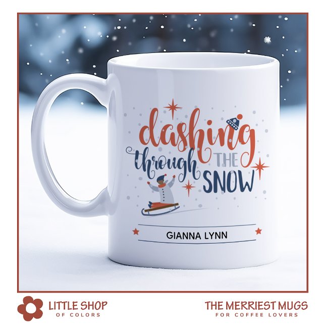 Caneca De Café Atravessando a Neve com Estilo Natal de Trineo de  (Criador carregado)