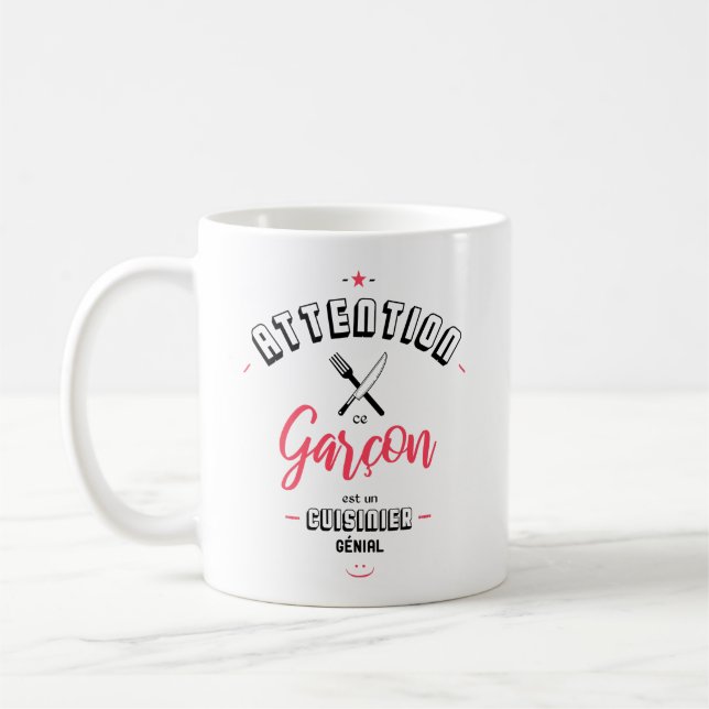 Caneca De Café Attention ce garçon est un cuisinier génial (Esquerda)