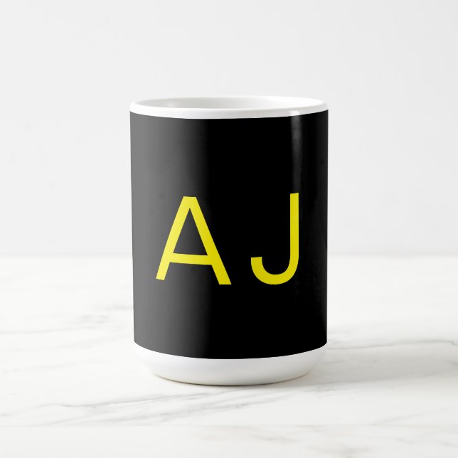 Caneca De Café Attractive Monogram Yellow Black Modern Minimalist (Centro)