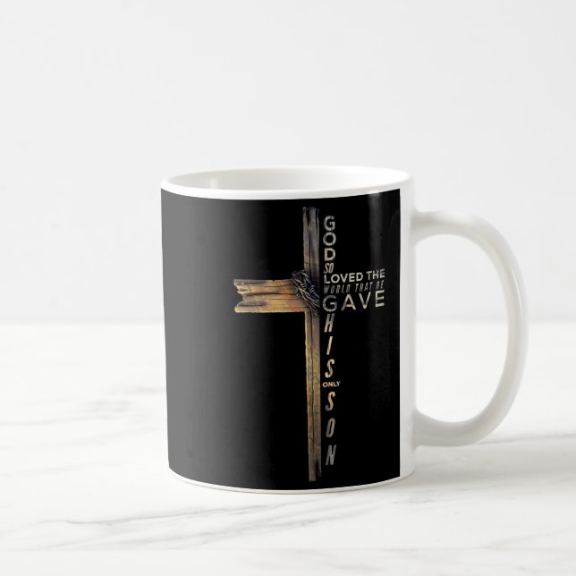 Caneca De Café Atualização da Bíblia Cruz Cristã John 3_16 (Direita)