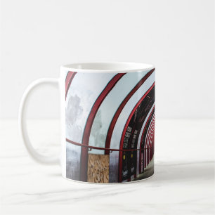 CANECA DE CAFÉ ATUM DE VIDRO VERMELHO E BRANCO VAZIO