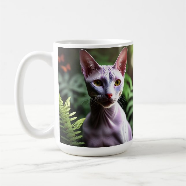 Caneca De Café "Atum o Gato Sem Cabelo: Sleek e Silky" (Esquerda)