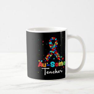 Caneca De Café Au-some Professora Autism Ribbon Heart Mental Heal