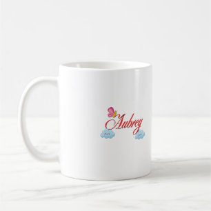 Caneca De Café Aubrey com borboletas e nuvens