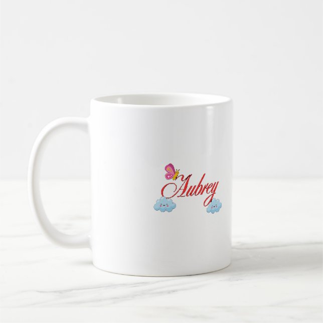 Caneca De Café Aubrey com borboletas e nuvens (Esquerda)