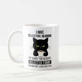 Caneca De Café Audição Seletiva – Gato Preto Mal-Humorado Humor d