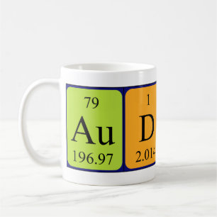 Caneca De Café Audrey log de nome de mesa periódica