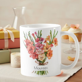 Caneca De Café August Birth Flower Mug | Gladiolus & Poppies