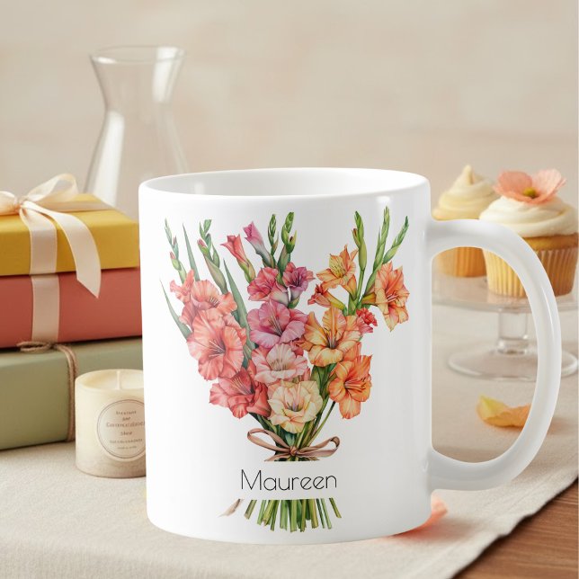 Caneca De Café August Birth Flower Mug | Gladiolus & Poppies (Criador carregado)