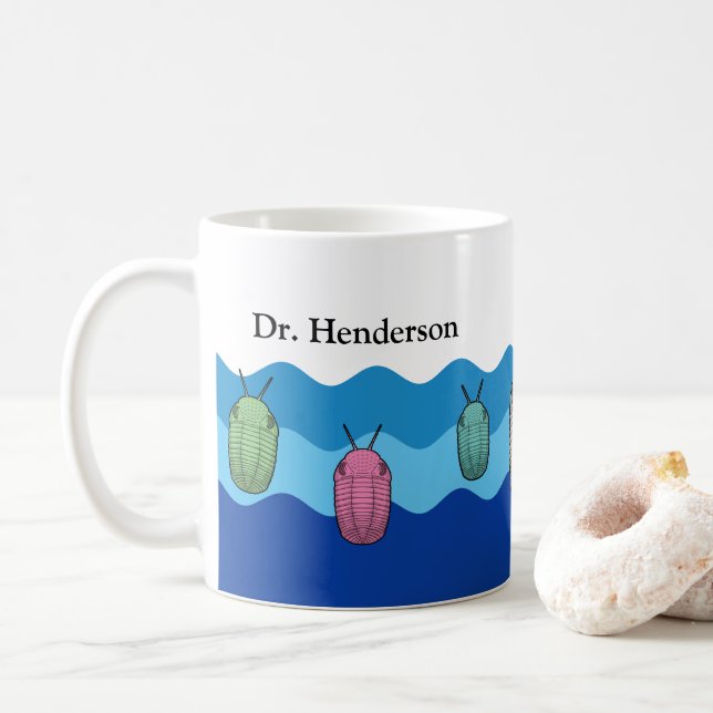 Caneca De Café Aumento dos trilobitas - Animal pré-histórico (Com Donut)