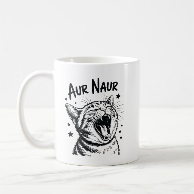 Caneca De Café Aur Naur Funny Cat Meme Cute Cat Lover Aesthetic  (Esquerda)