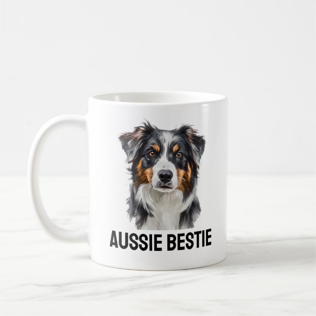 Caneca De Café Aussie Bestie Mug - Loyal Australian Shepherd Gift (Esquerda)