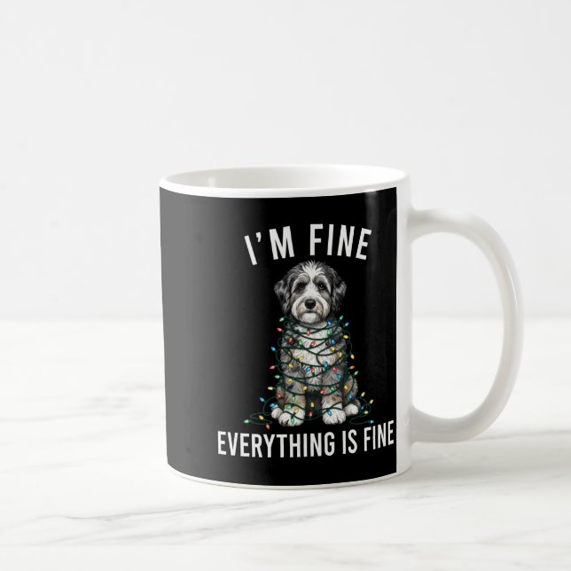 Caneca De Café Aussiedoodle Christmas I'm Fine Everything Is Fine (Direita)