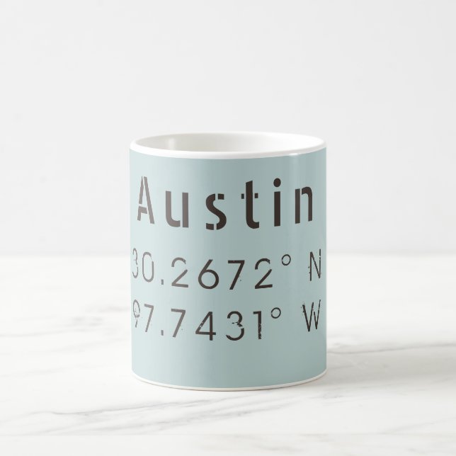 Caneca De Café Austin Latitude e Longitude (Centro)