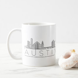 Caneca De Café Austin (Texas)| Linha Skyline Estilizada da Cidade