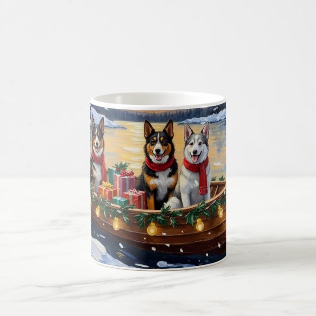 Caneca De Café Australian Cattle Dog Christmas Boat Holiday (Centro)