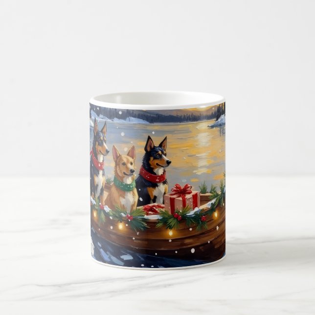 Caneca De Café Australian Kelpie Christmas Boat Holiday (Centro)